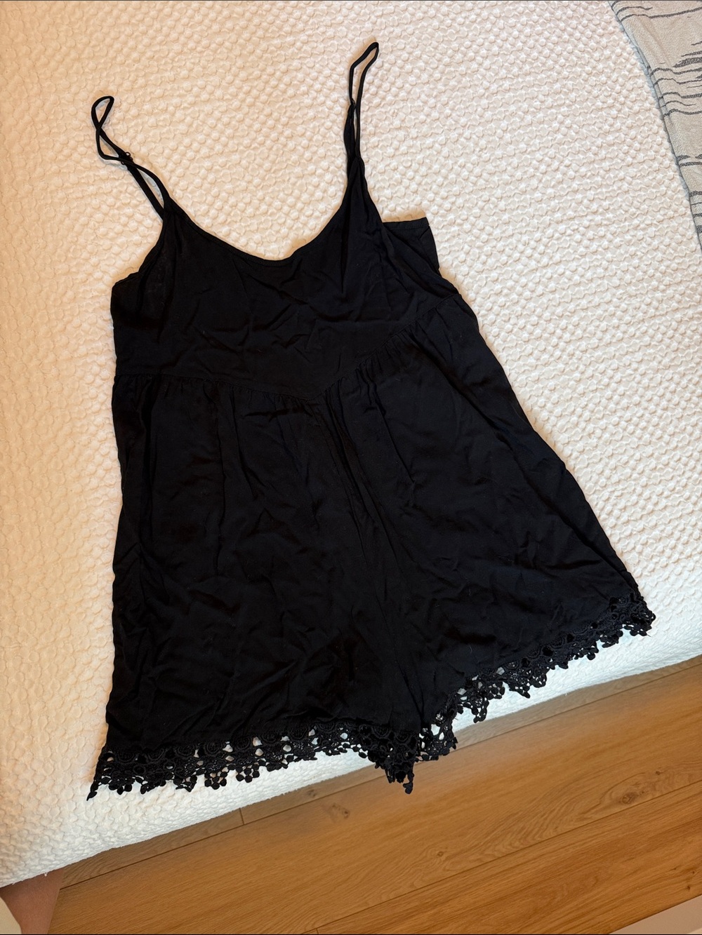 Black Lace-Trim Romper